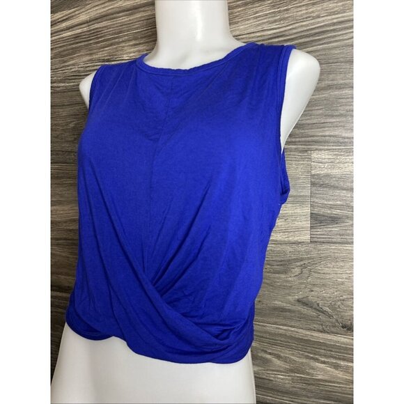 Zenana Royal Blue Twist Crop Top XL Super Soft Rayon Stretch - Picture 3 of 6